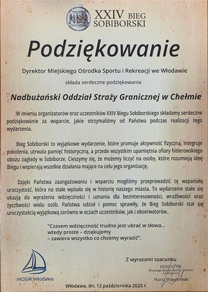 Podziękowania Dyrektora MOSiR we Włodawie