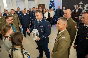 Uczestnicy spotkania świątecznego służb mundurowych woj. lubelskiego w sali konferencyjnej KWP w Lublinie