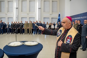 Uczestnicy spotkania świątecznego służb mundurowych woj. lubelskiego w sali konferencyjnej KWP w Lublinie